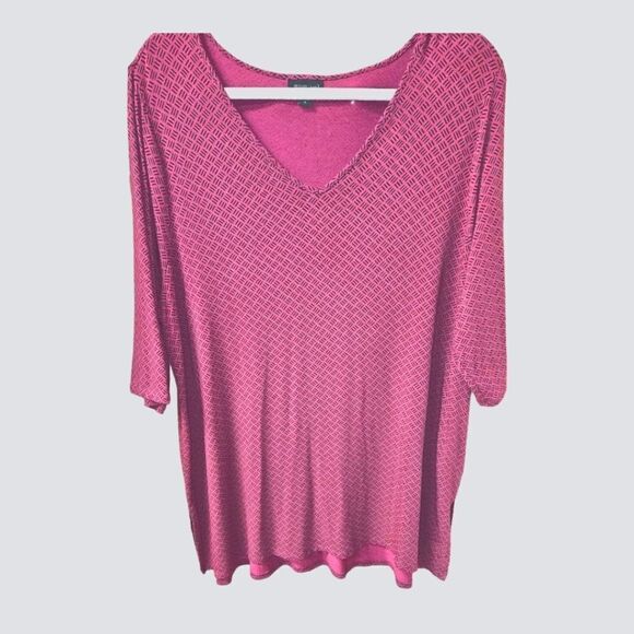 J. JILL Wearever Collection Women's Mauve &  Black 3/4 Sleeve Tunic - Picture 2 of 12